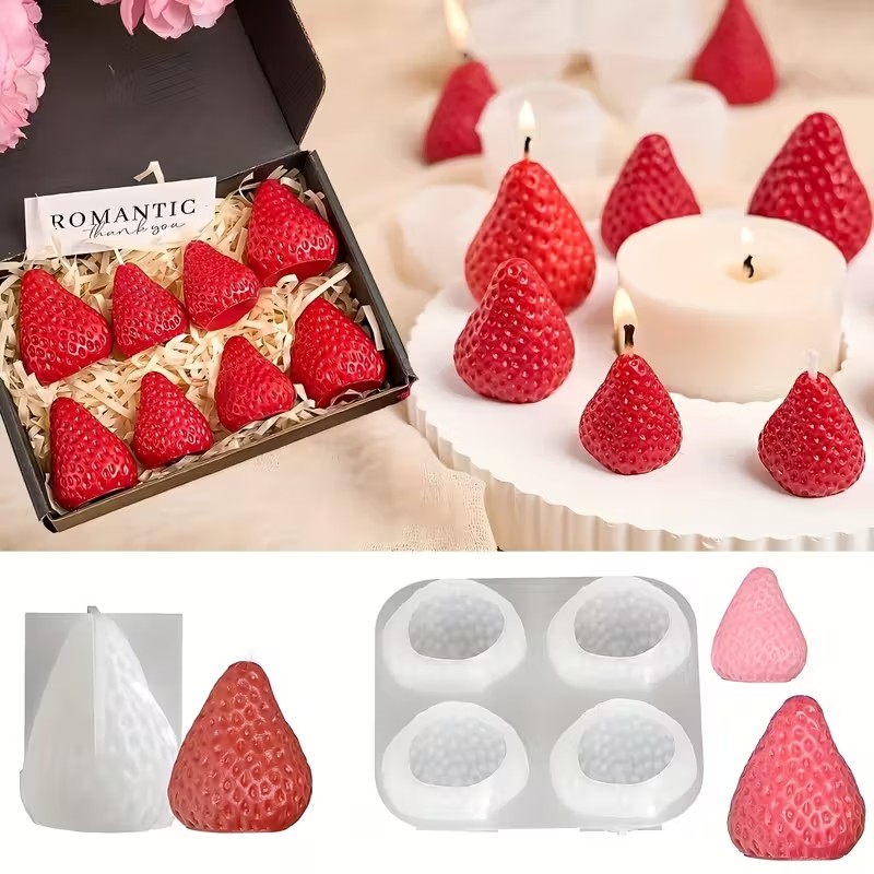 Soap Making Bar - Strawberry Silicone Candle Mold for DIY