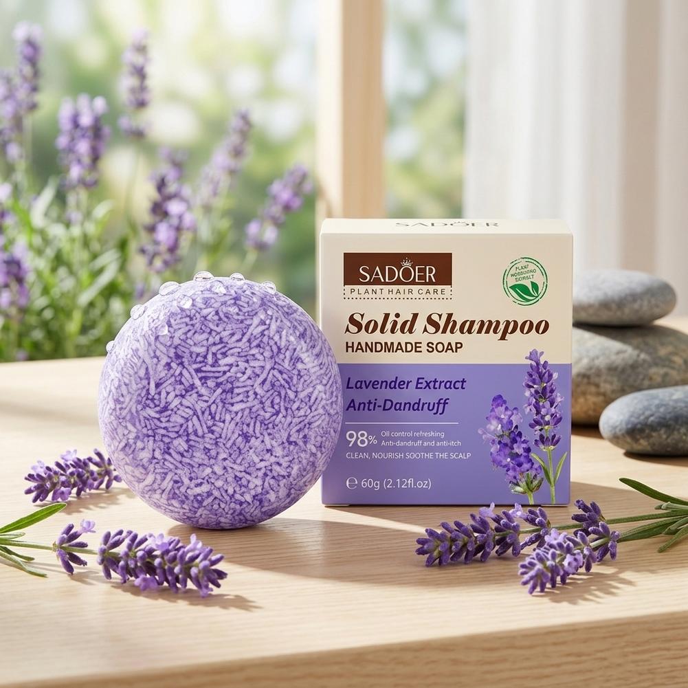 Castor Oil Soap - SADOER Lavender Hair Soap Solid Shampoo